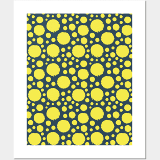 Dark Blue and Yellow Circle Seamless Pattern 023#002 Posters and Art